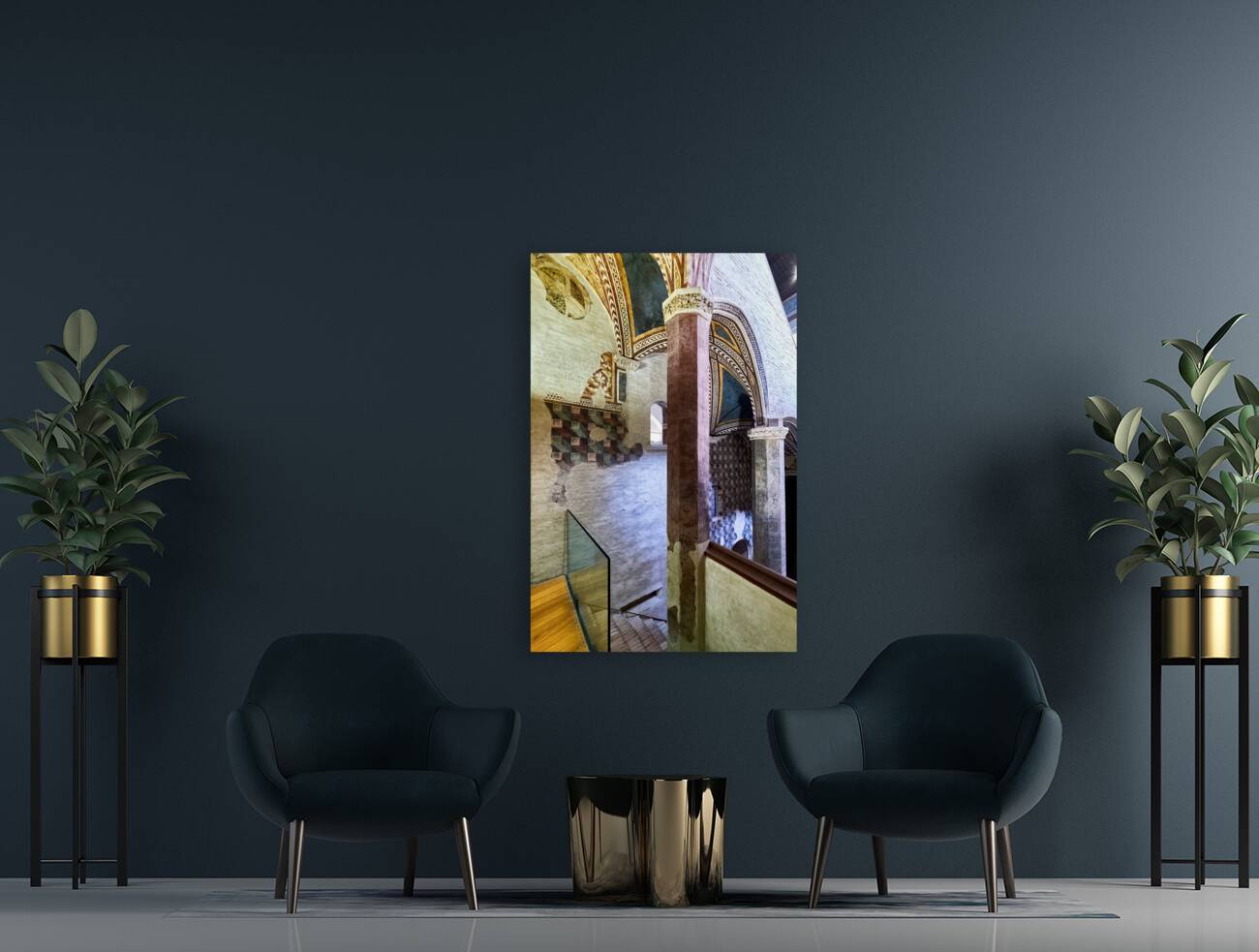 Foligno Umbria Italy. Frescoes at Trinci Palace Palazzo Trinci a patrician residence and museum. Reproduction