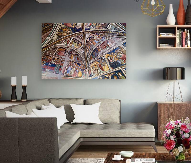 Foligno Umbria Italy. Frescoes at Trinci Palace Palazzo Trinci a patrician residence and museum. Reproduction