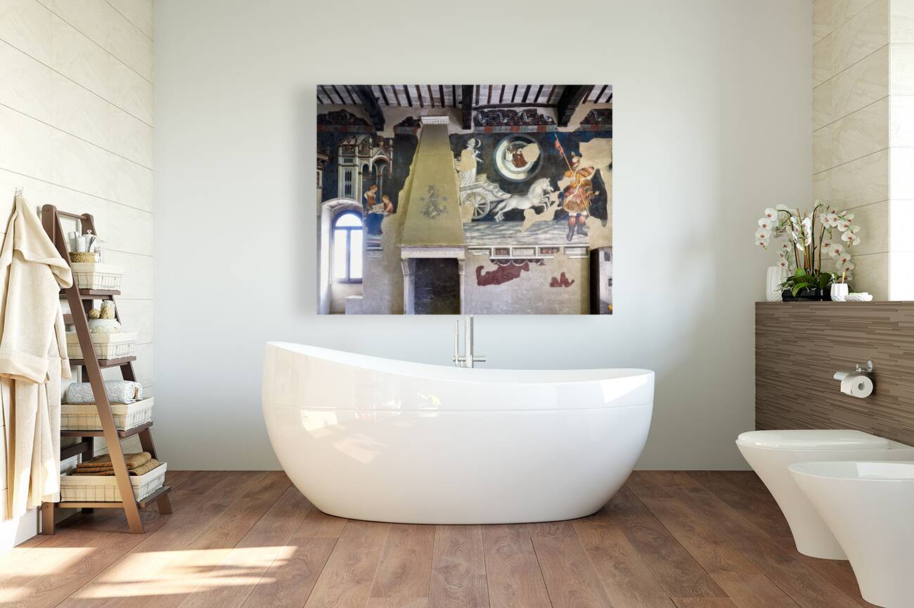 Foligno Umbria Italy. Frescoes at Trinci Palace Palazzo Trinci a patrician residence and museum. Reproduction