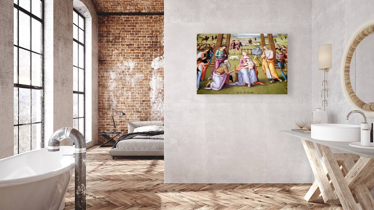 Città della Pieve Umbria Italy. Santa Maria dei Bianchi church. Adoration of the Magi fresco by Perugino Reproduction