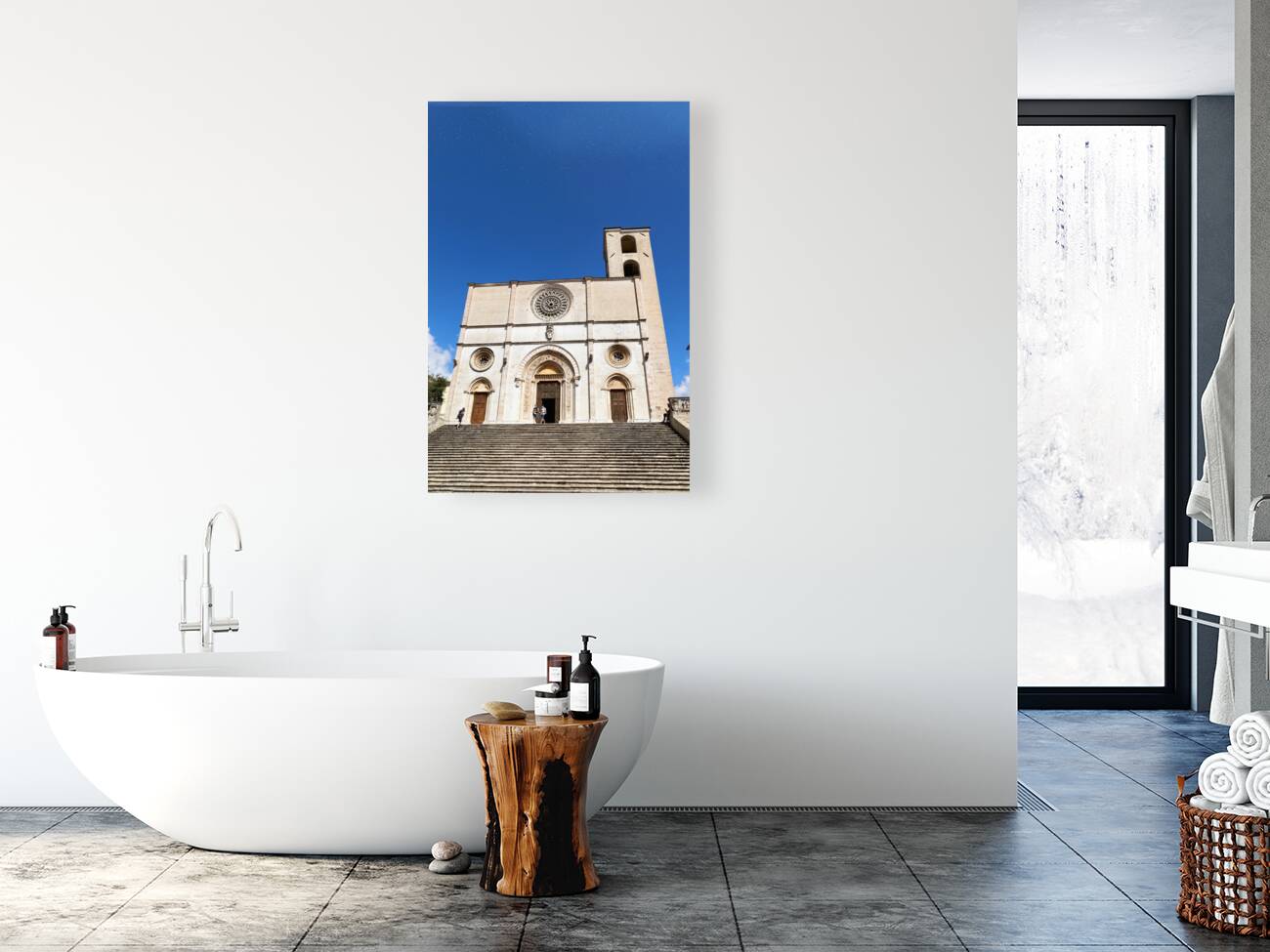 Todi Umbria Italy. Concattedrale della Santissima Annunziata. Cathedral. Piazza del Popolo Reproduction