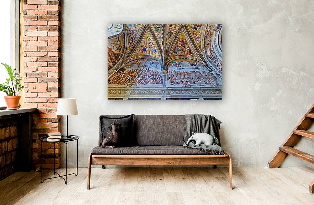 Orvieto Umbria Italy. The vault of the chapel of the Madonna di San Brizio frescoed by Fra Angelico and Benozzo Gozzoli Reproduction