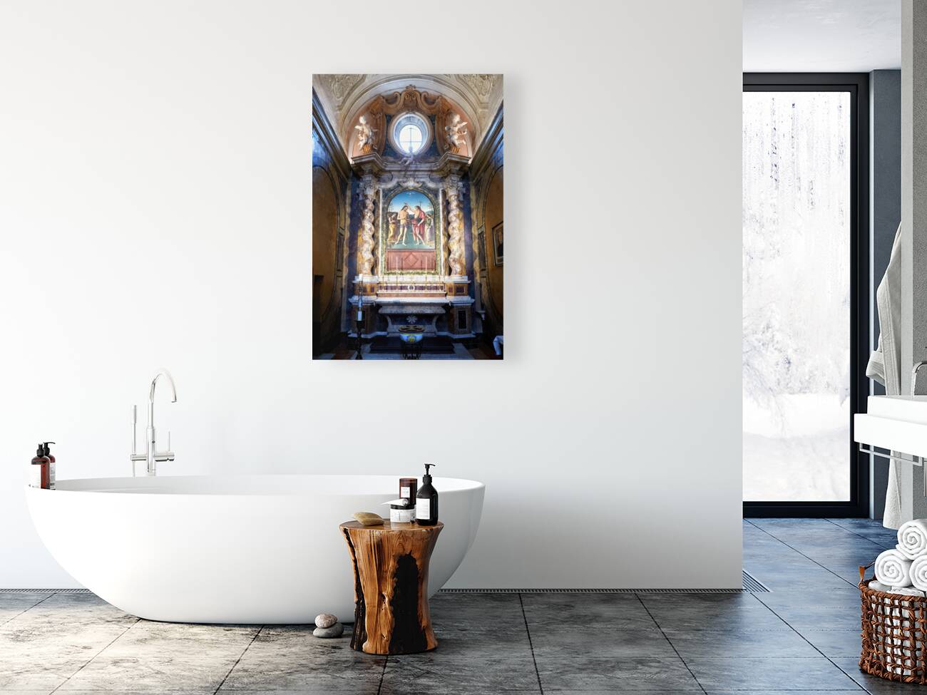 Città della Pieve Umbria Italy. The Cathedral of San Gervasio e Protasio. The Baptism of Christ by Perugino Reproduction