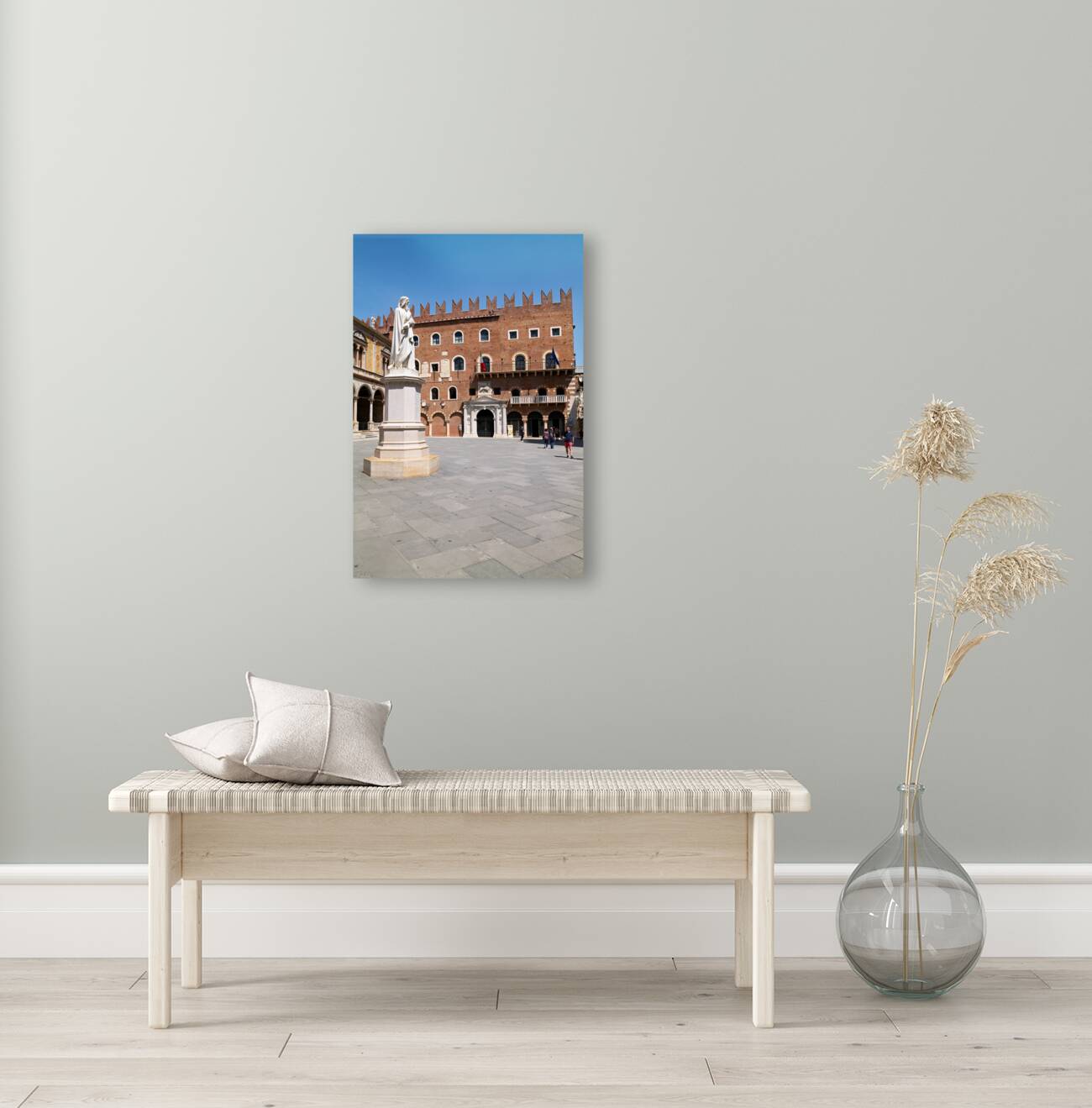 Verona Veneto Italy. Piazza dei Signori with the monument to Dante Reproduction