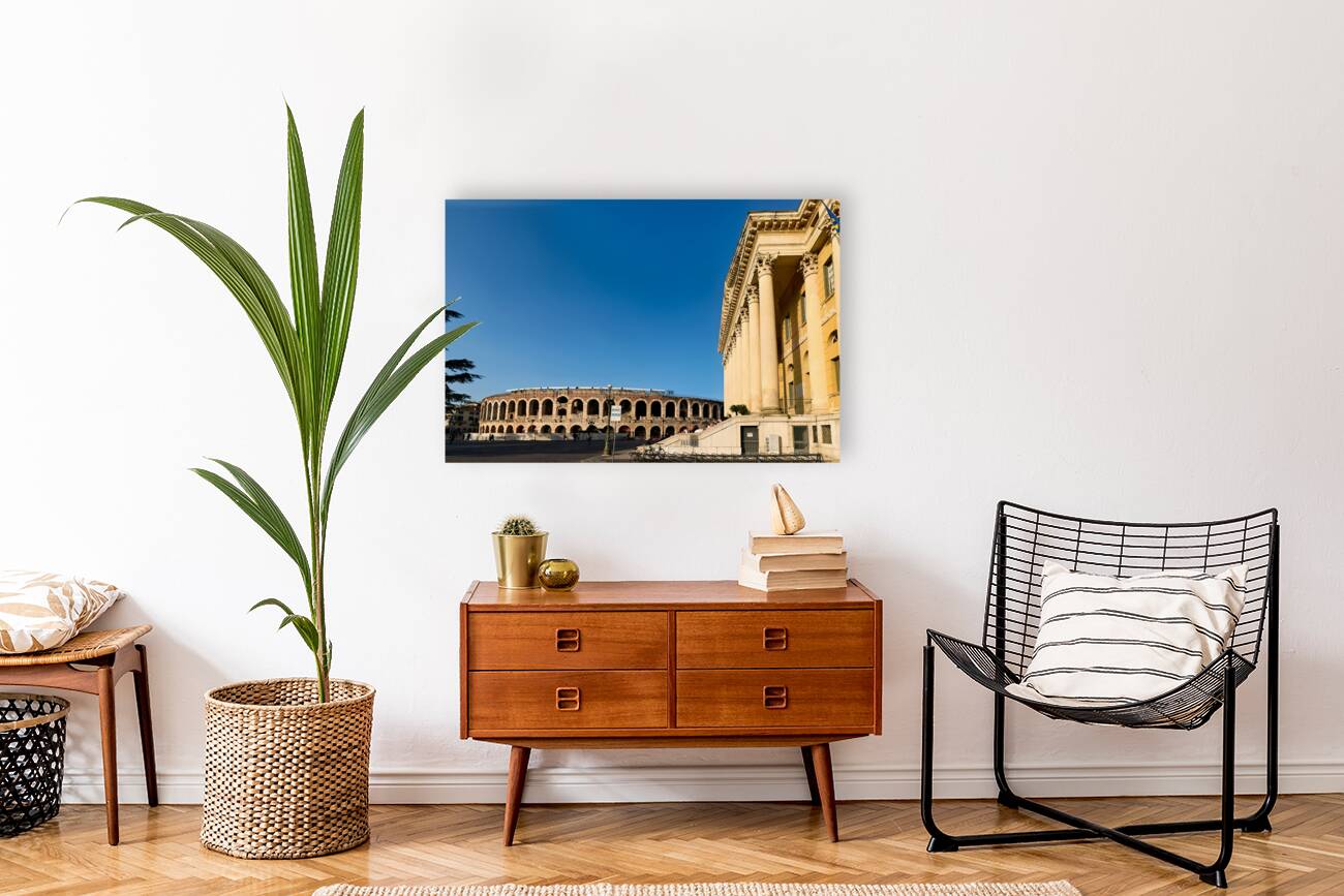 Verona Veneto Italy. The Verona Arena - Roman Amphitheatre and the Town Hall Reproduction