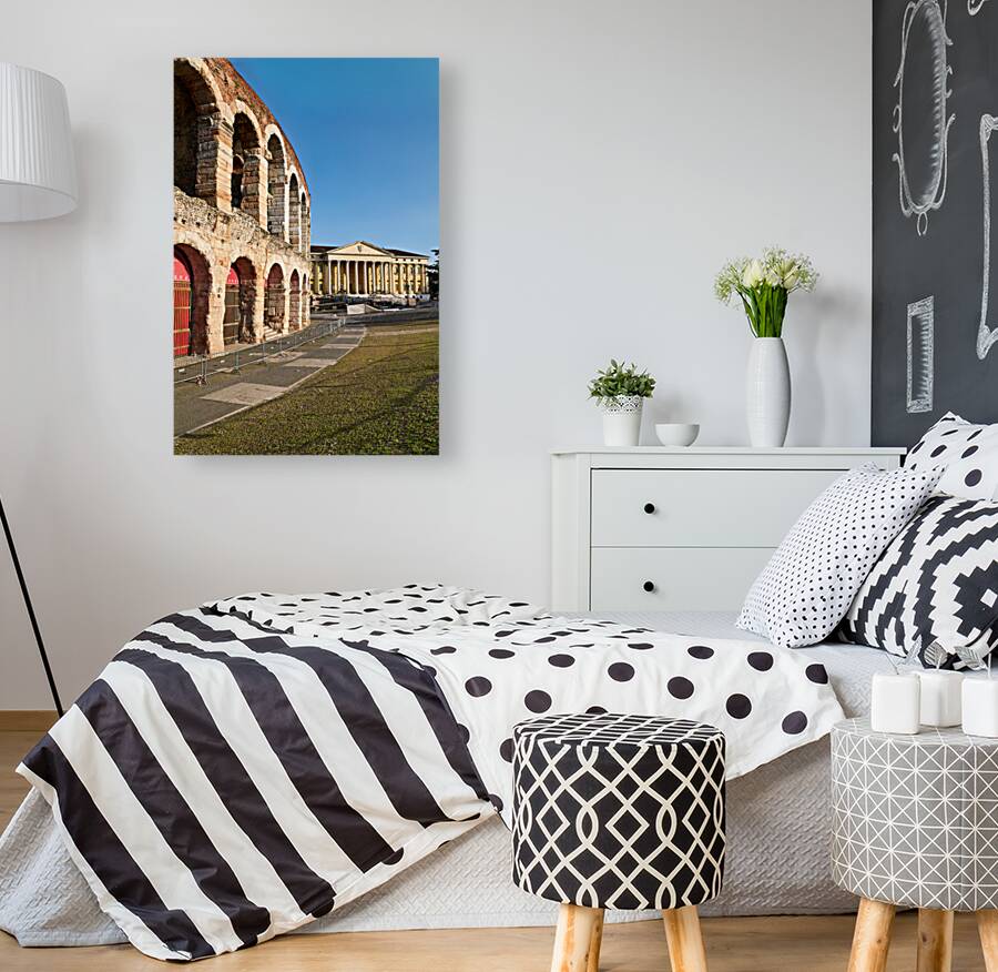 Verona Veneto Italy. The Verona Arena - Roman Amphitheatre and the Town Hall Reproduction