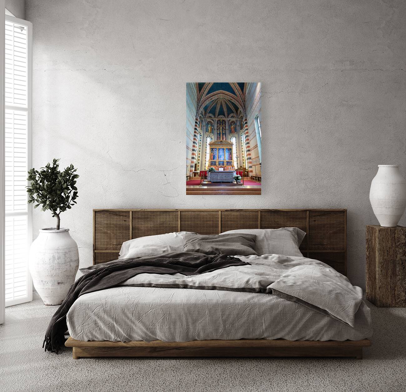 Verona Veneto Italy. The Basilica of San Zeno. Painting of Andrea Mantegna Reproduction