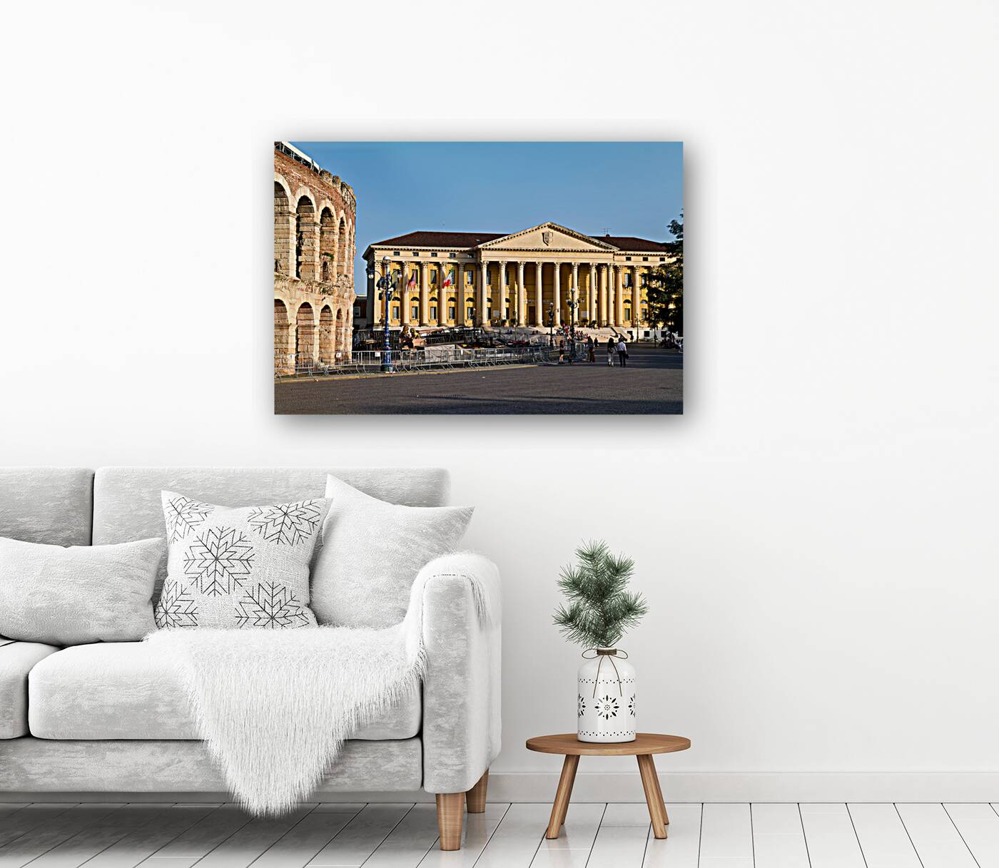 Verona Veneto Italy. The Verona Arena - Roman Amphitheatre and the Town Hall Reproduction