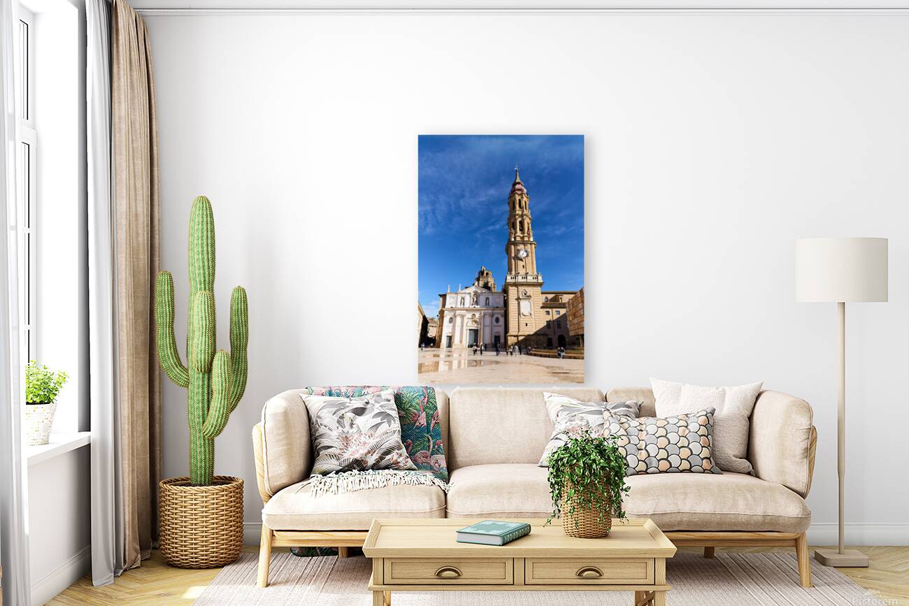 Zaragoza Spain. Cathedral of the Savior of Zaragoza. Catedral del Salvador   La Seo. Museo del Foro de Caesaraugusta Reproduction