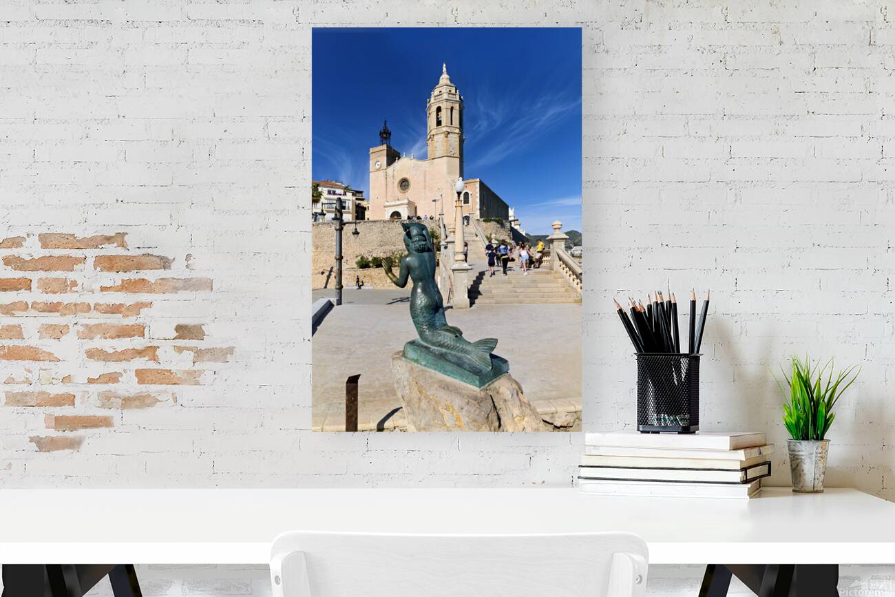 Sitges Catalunya Spain. Sculpture of the Queen of the Seas by Pedro Jimenez Corona on Mazatlans Malecon Reproduction