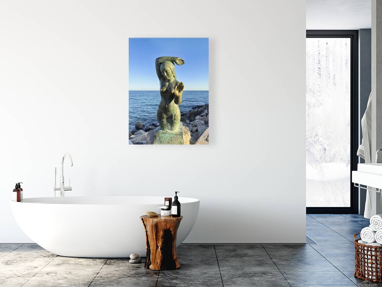 Sitges Catalunya Spain. Sculpture of the Queen of the Seas by Pedro Jimenez Corona on Mazatlans Malecon Reproduction