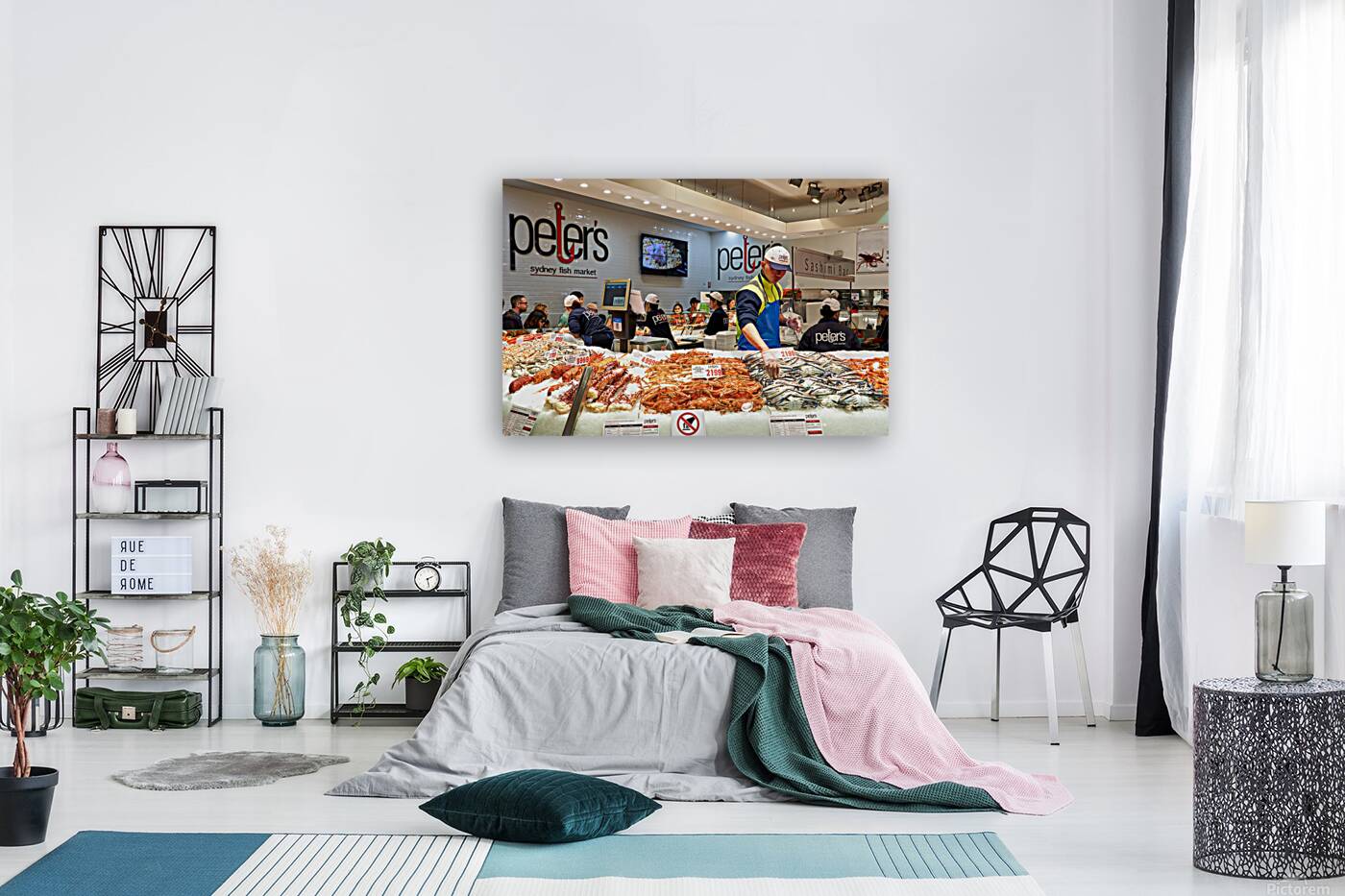 Peters Sydney Fish Market displays fresh seafood for sale. Reproduction