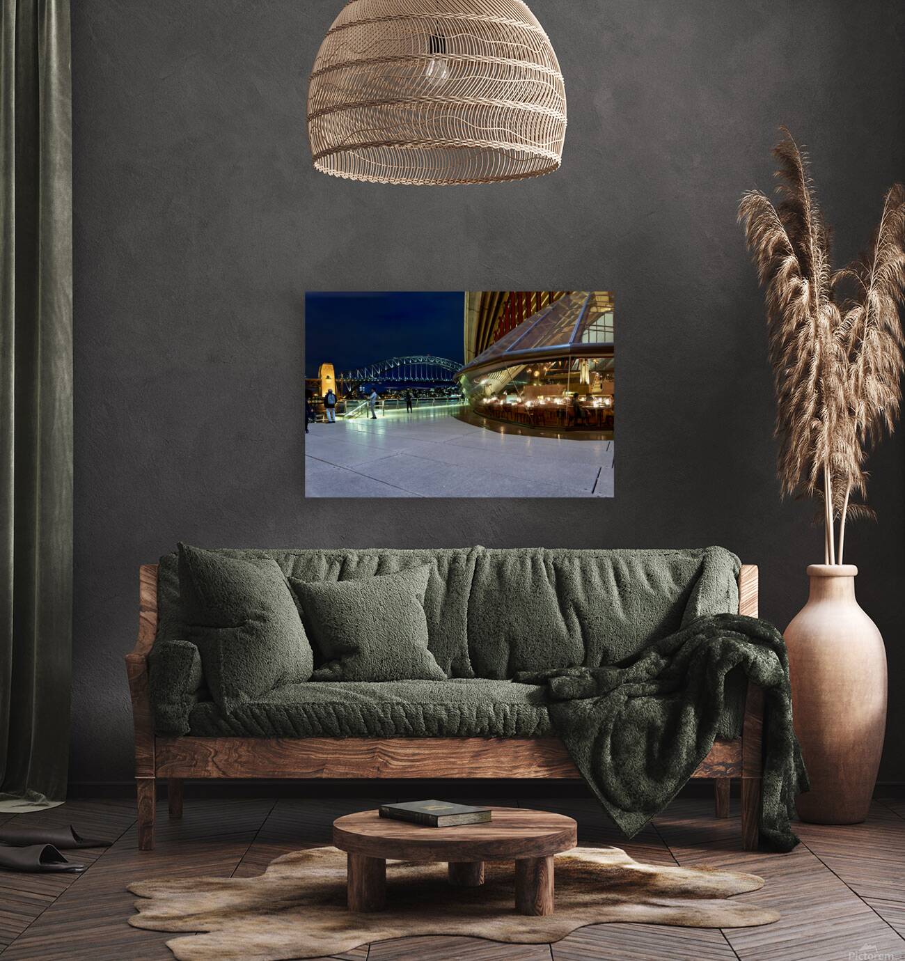 Sydney Opera House and Harbour Bridge at night. Reproduction