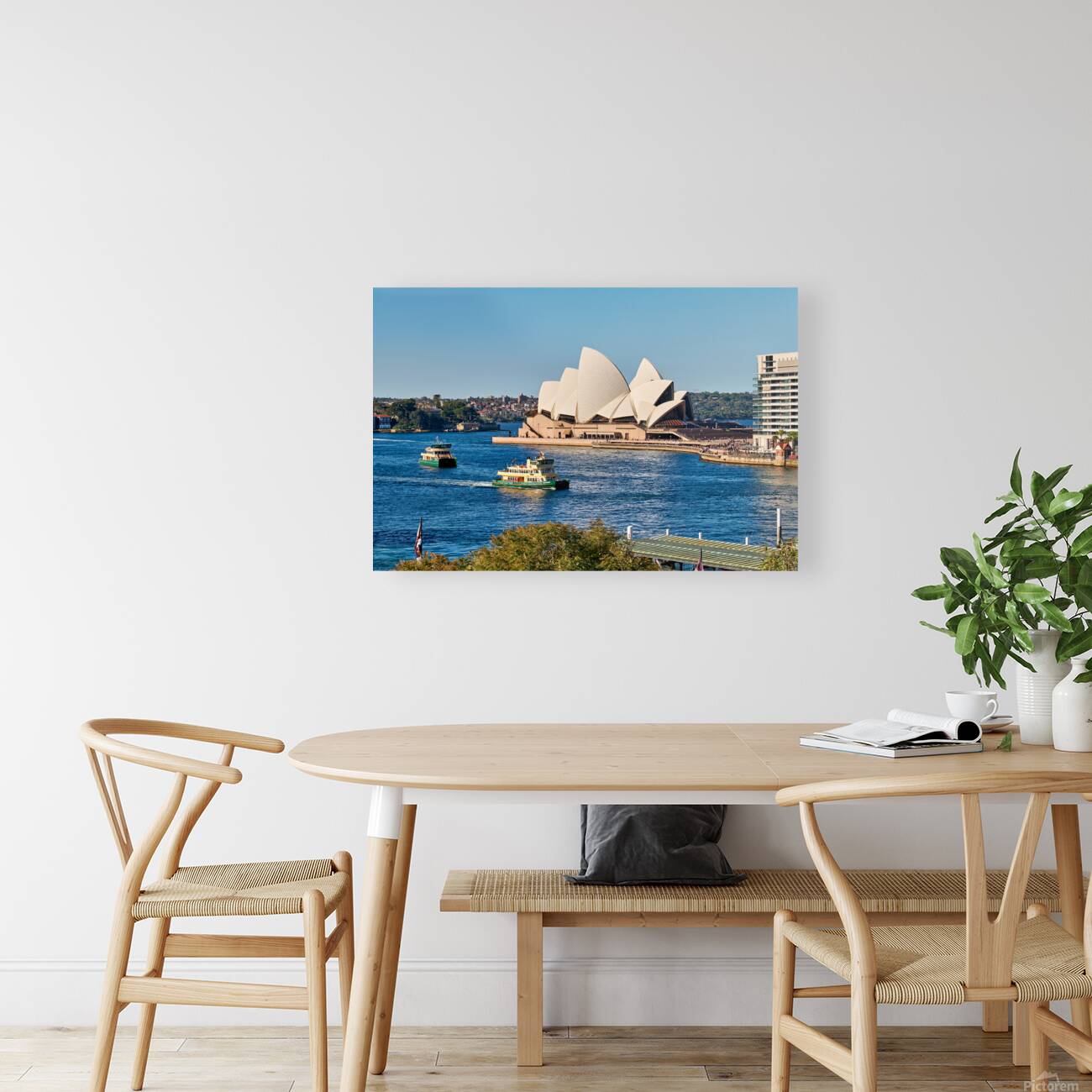 Sydney Opera House and ferries on a sunny day. Reproduction