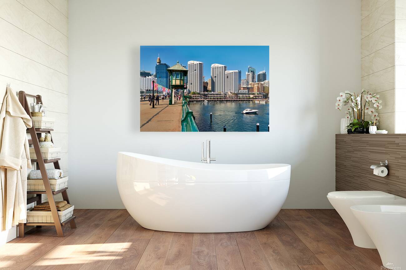 Sydney Harbour with boats and buildings on a sunny day. Reproduction