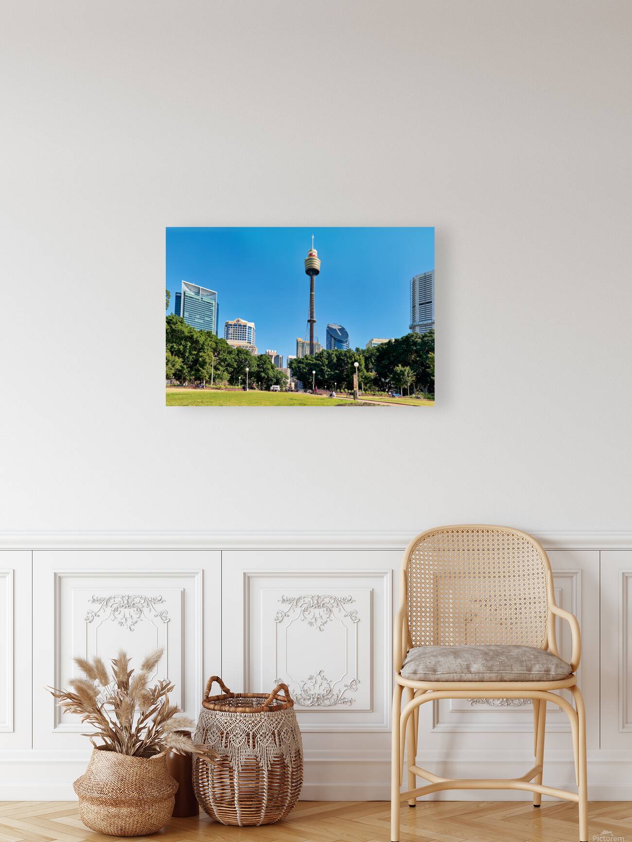 Sydney Tower Eye and surrounding buildings on a clear day. Reproduction
