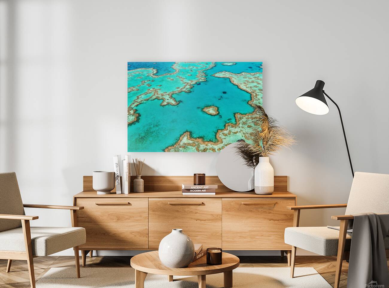 Aerial view of Heart Reef Great Barrier Reef Australia. Reproduction