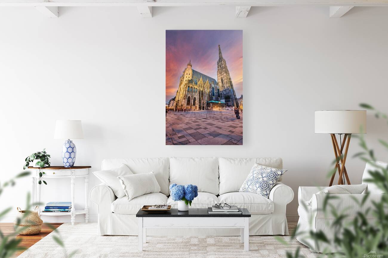 St. Stephens Cathedral Vienna at vibrant sunset. Reproduction