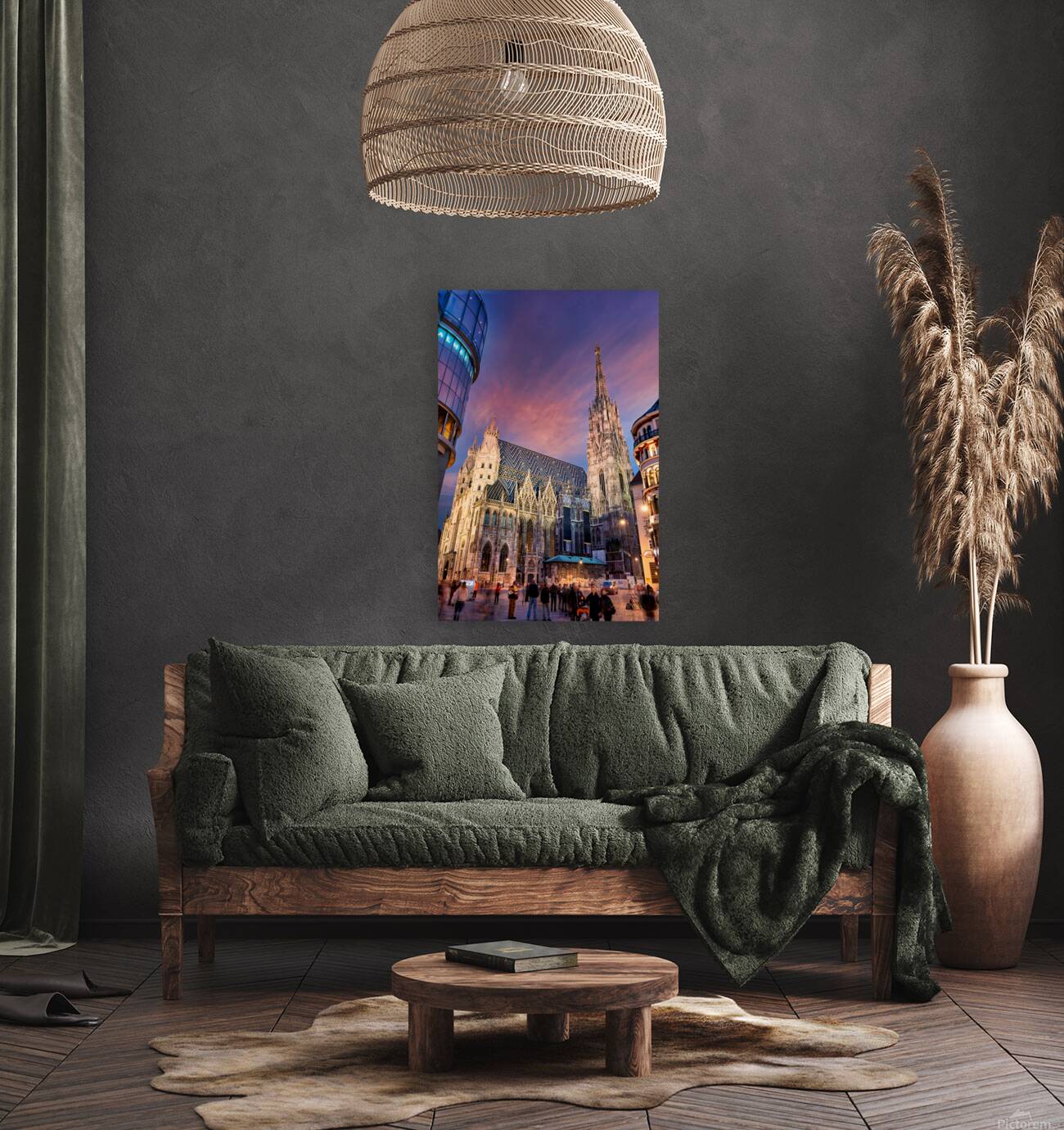 St. Stephens Cathedral Vienna at twilight with people. Reproduction