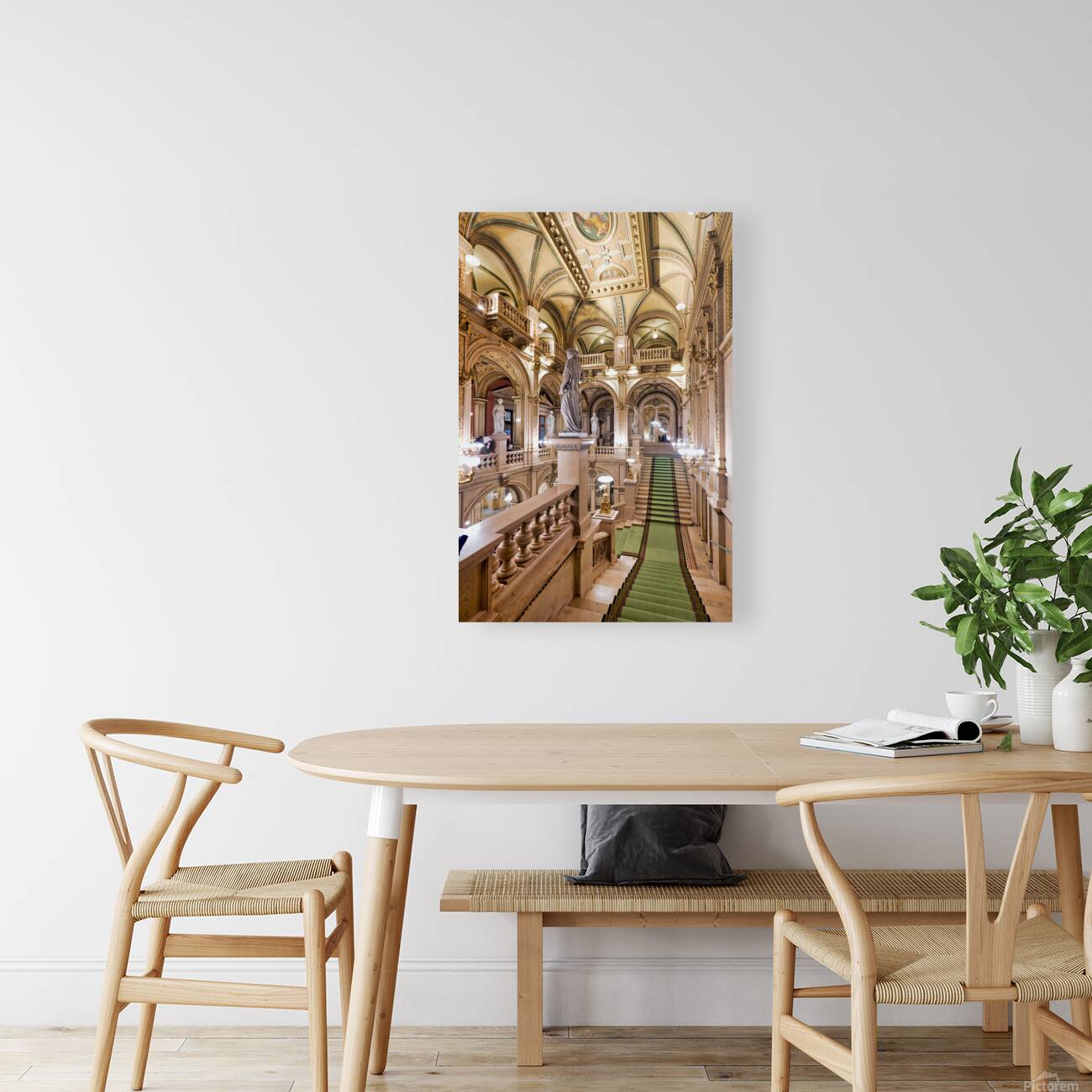 Opulent historic building interior with grand staircase and sta Reproduction