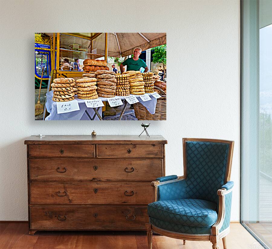 Food stall offers baked goods in downtown Athens Greece Reproduction
