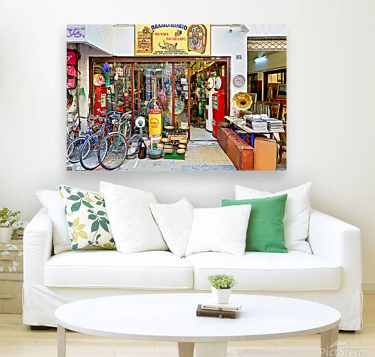 Flea market shopping in Monastiraki Athens Greece with vintage i Reproduction