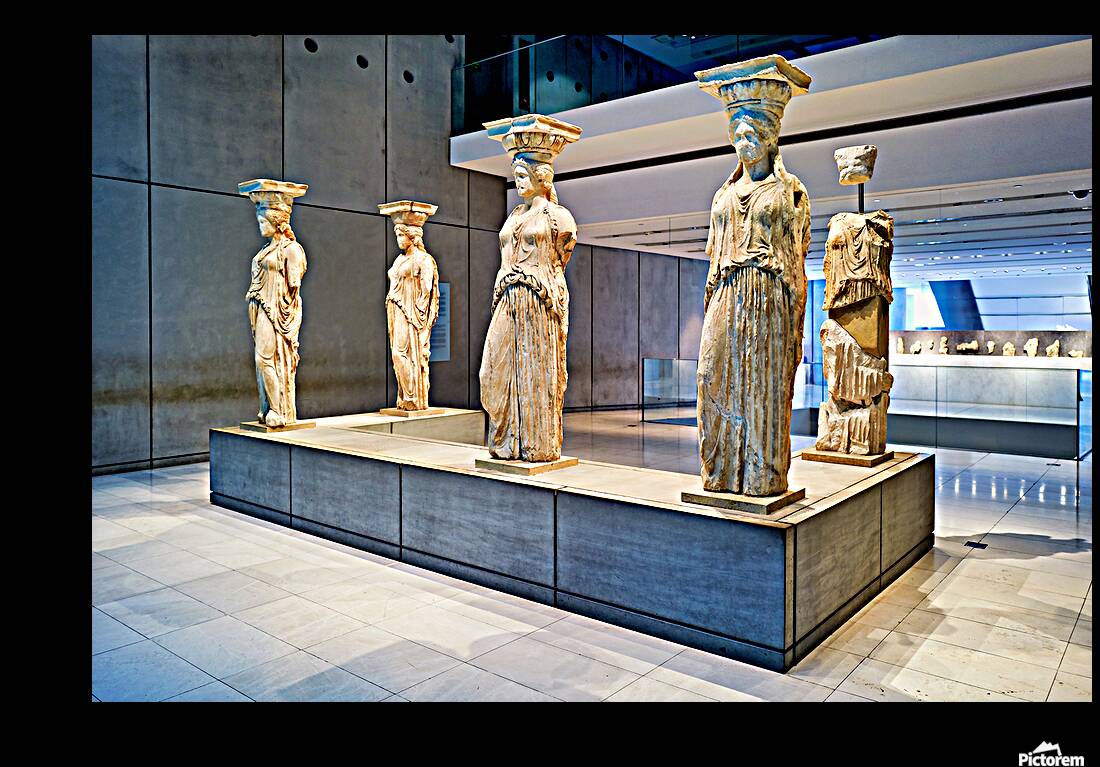 Exploring caryatids at Acropolis Museum in Athens Greece Reproduction