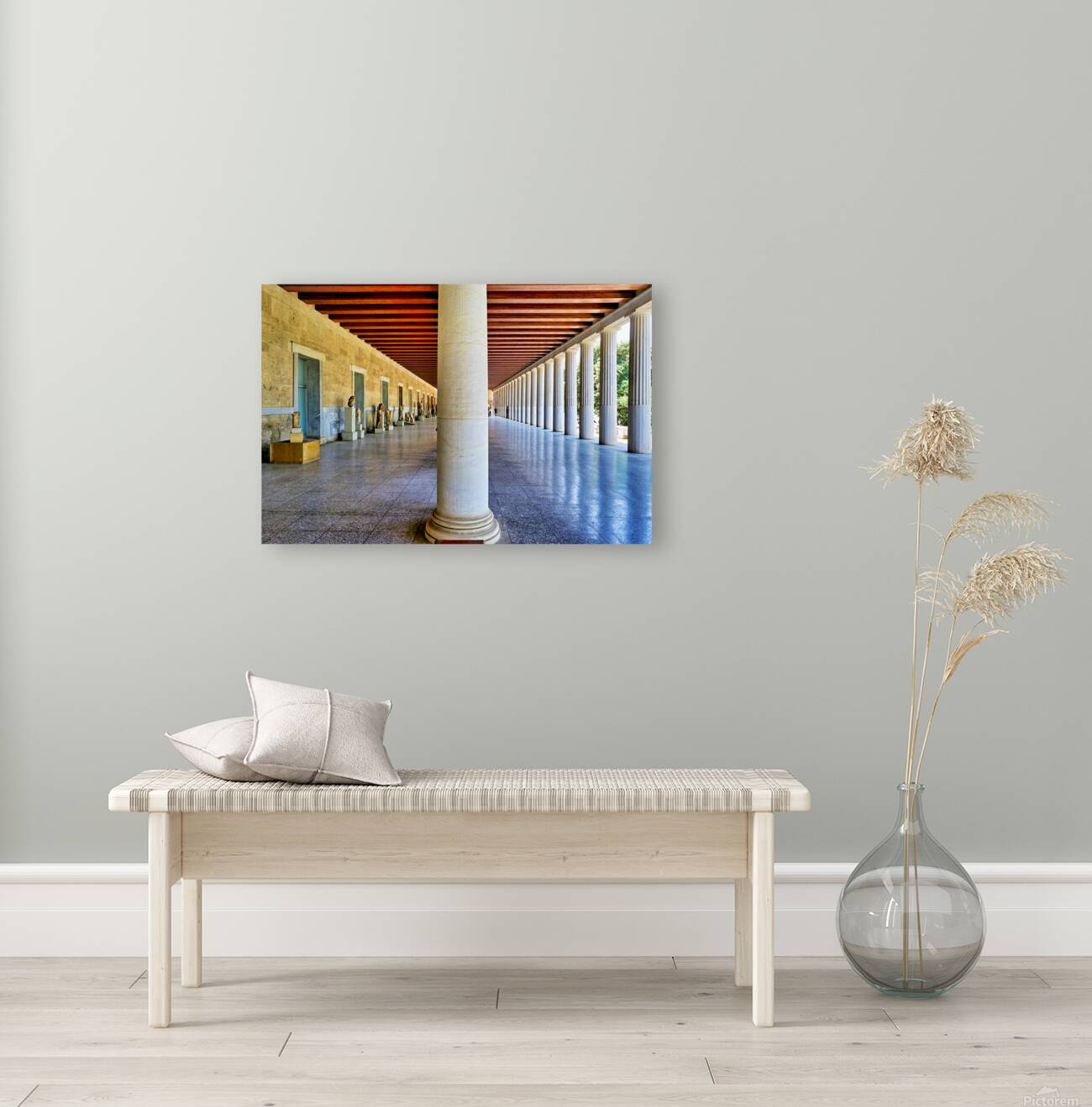 Walking through the Stoa of Attalos in Ancient Agora Athens Gre Reproduction