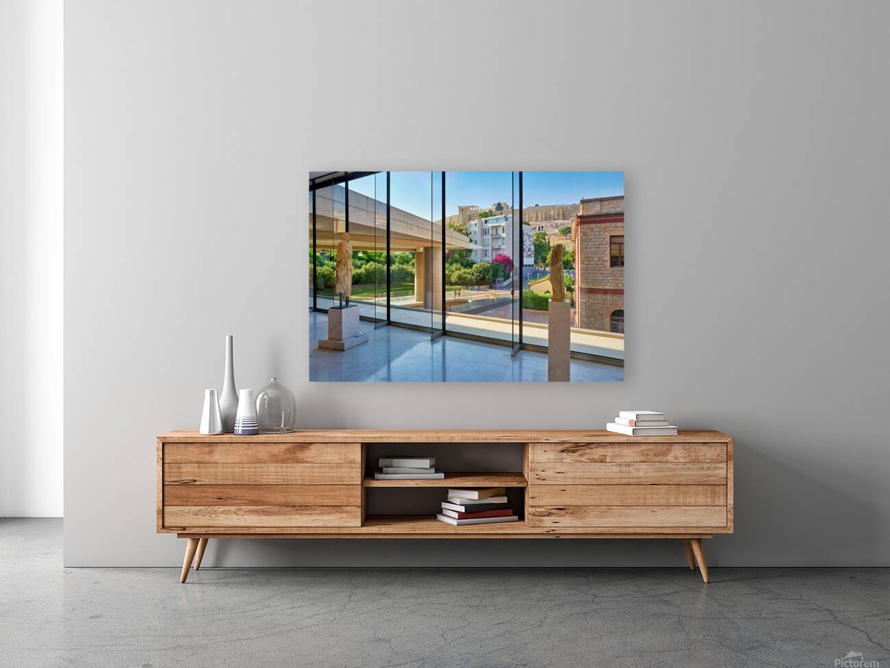 View of the acropolis from the acropolis museum in athens greece Reproduction