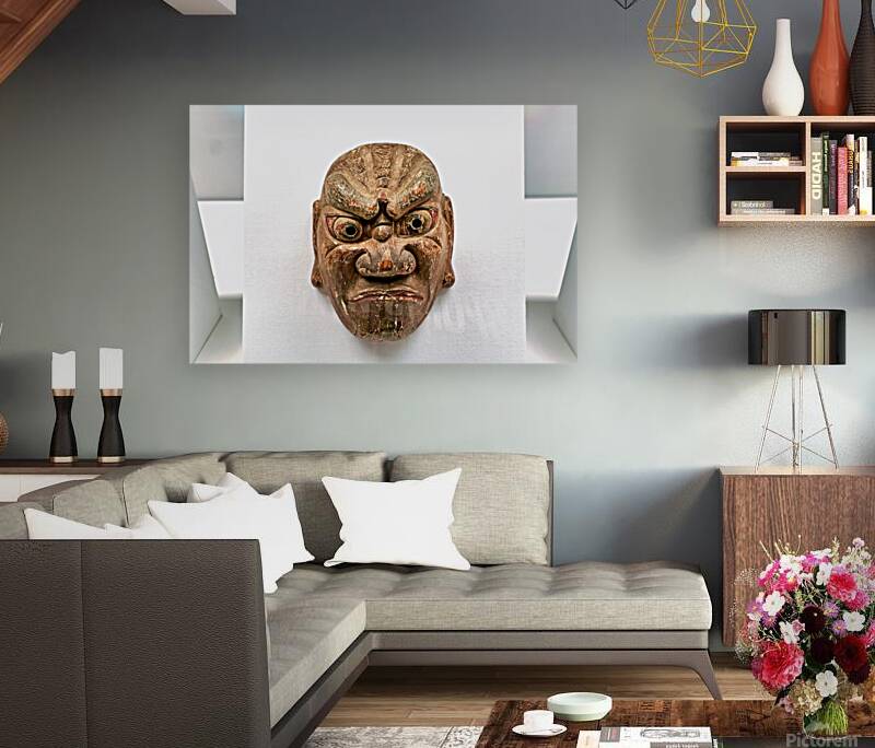 Ancient Japanese mask displayed at Honkan Gallery in Tokyo Reproduction