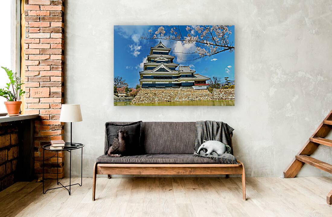 Matsumoto Castle during cherry blossom season in Japan Reproduction