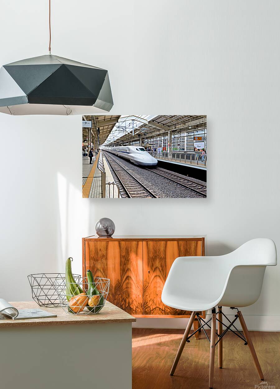 Shinkansen arrives at Kyoto Station in Japan during daylight Reproduction