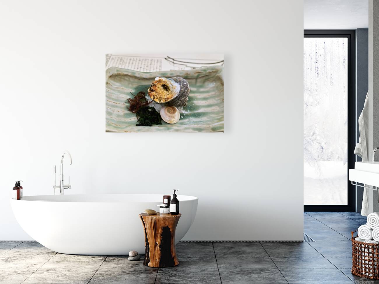 Traditional Japanese cuisine served in a restaurant in Miyajima Reproduction