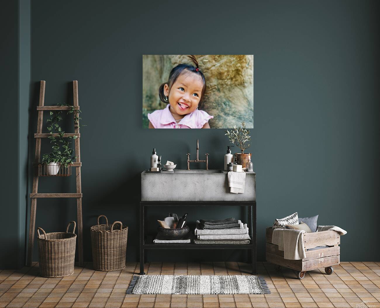 Joyful young girl with a playful smile and tongue out. Reproduction
