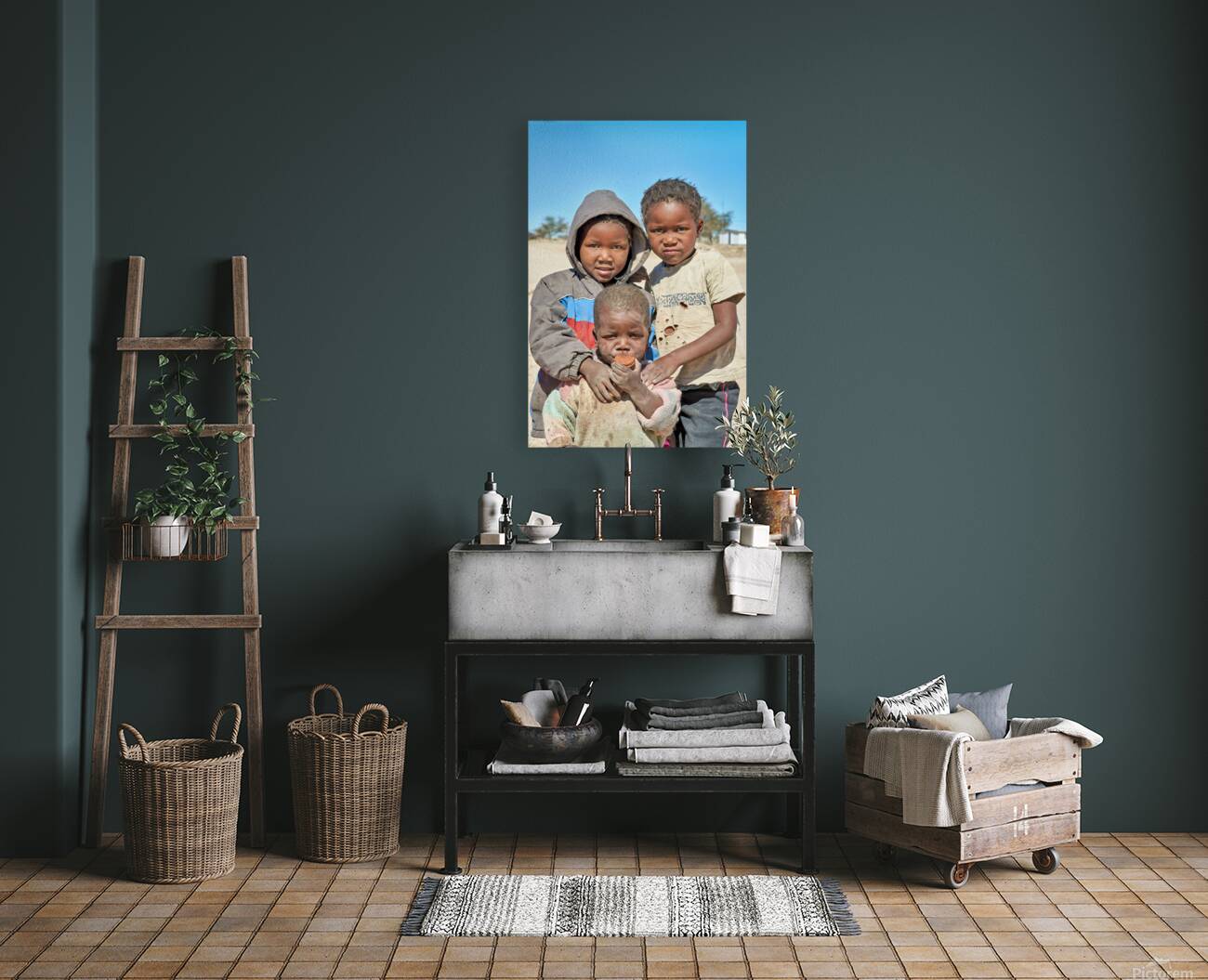 Portrait of children in Damaraland village in Namibia Reproduction