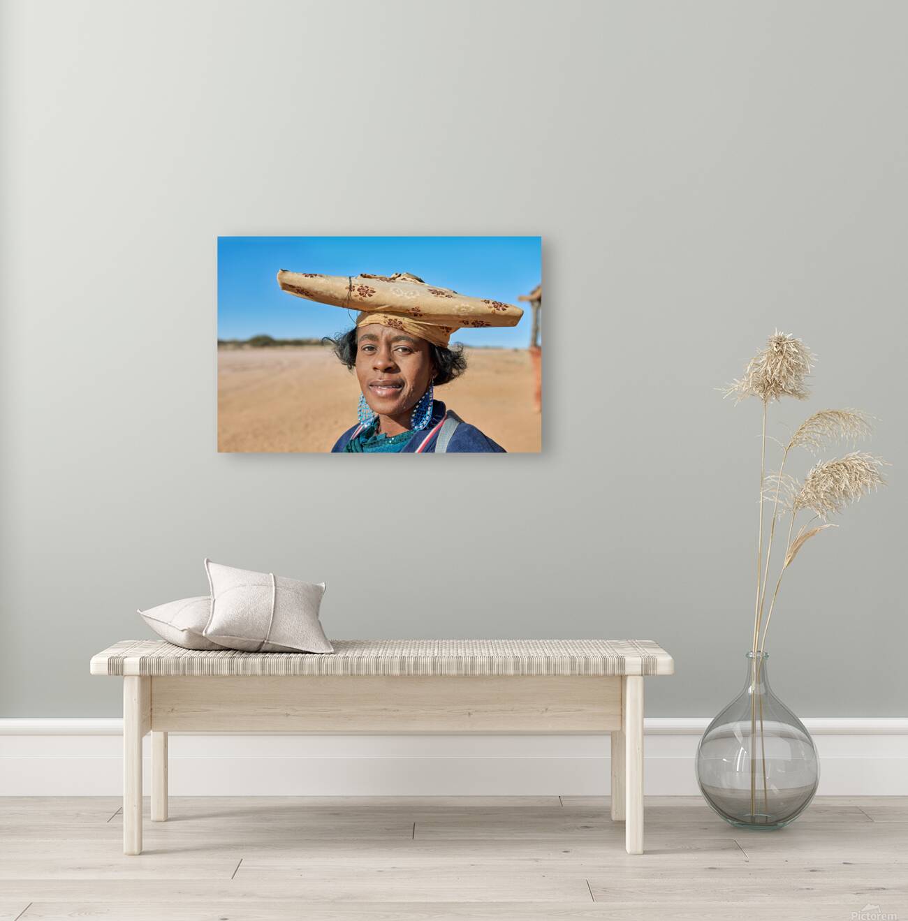 Portrait of a woman from the Herero Bantu ethnic group in Namibi Reproduction