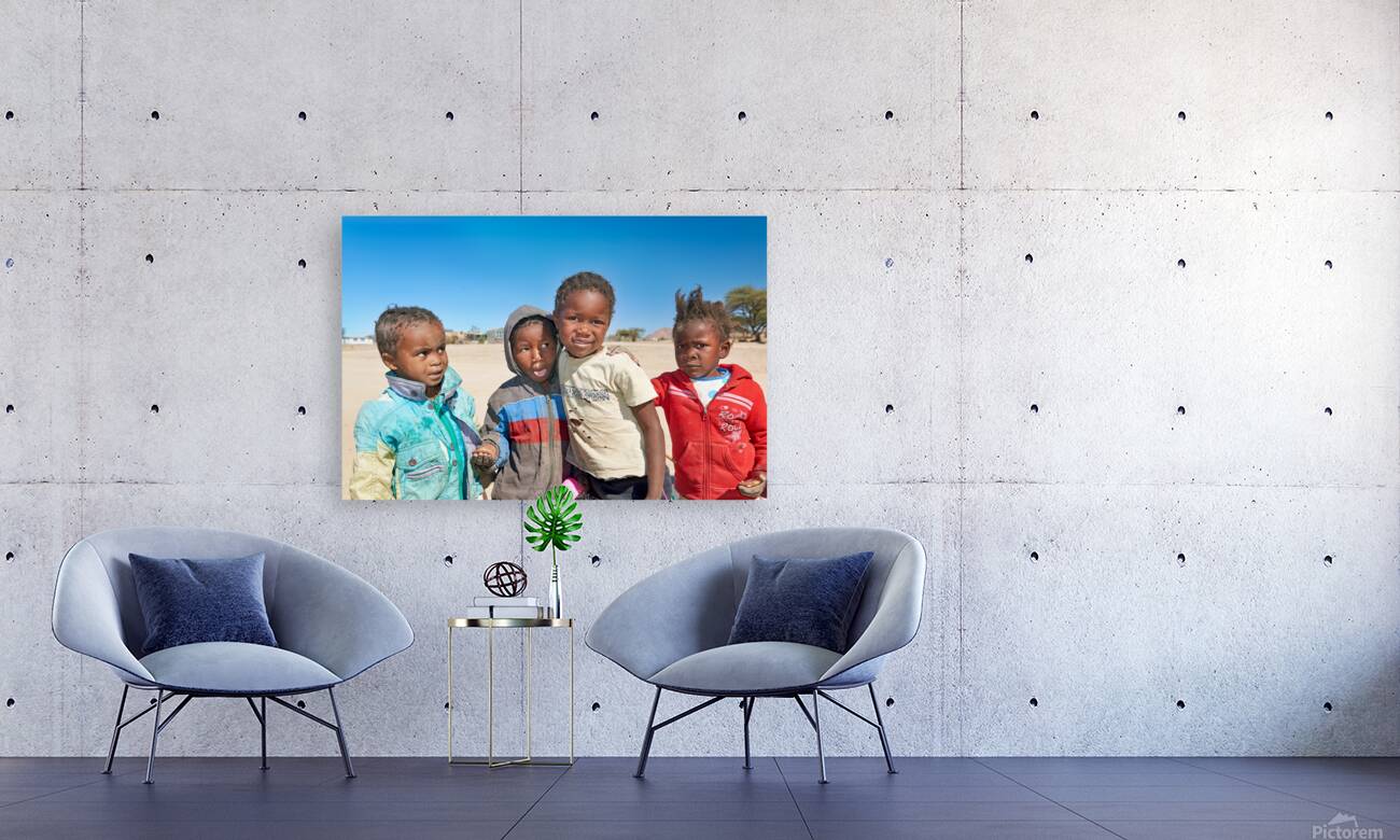 Group of children in Damaraland Namibia on a sunny day Reproduction