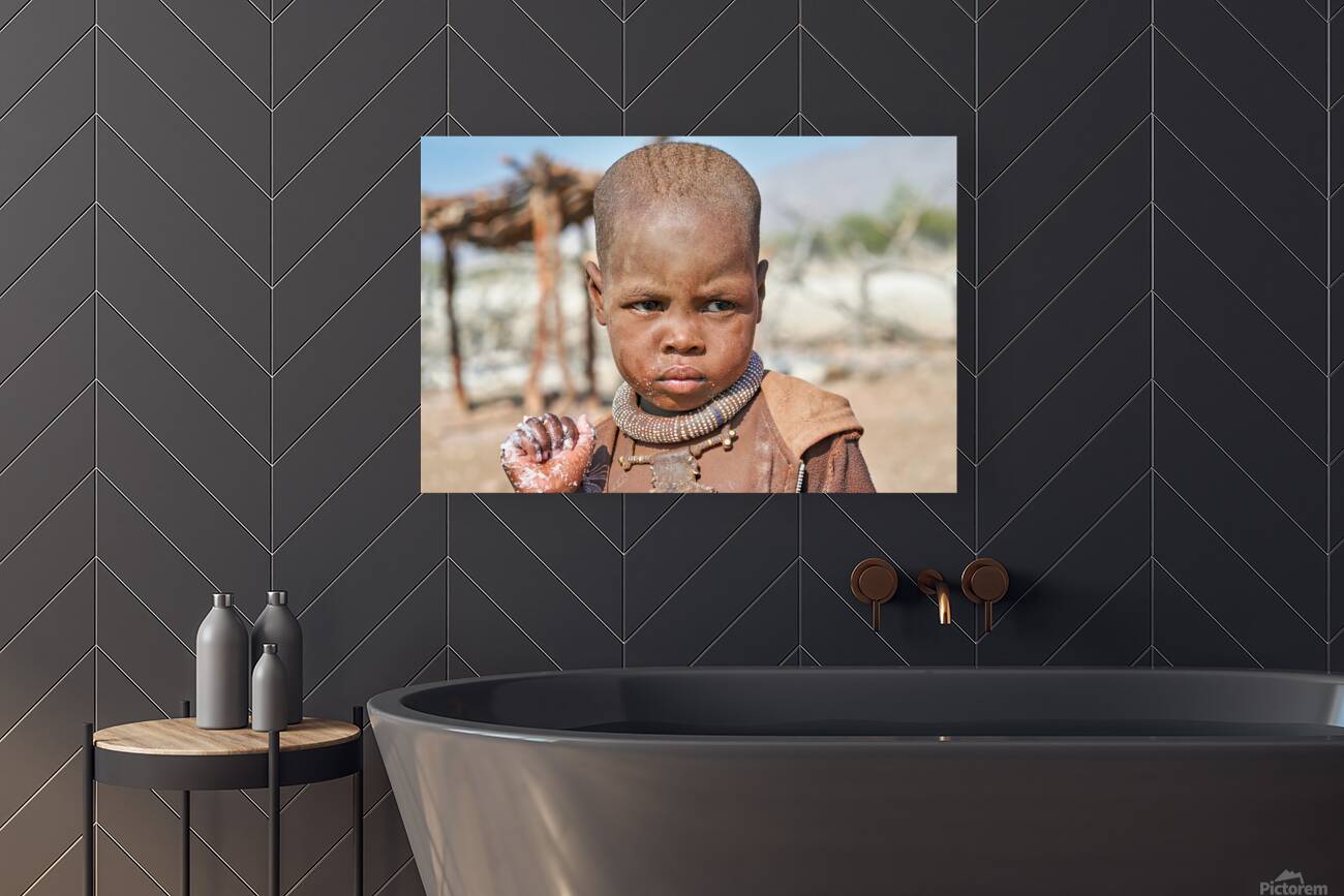 Portrait of a child from Himba Village in Kunene Region of Namib Reproduction