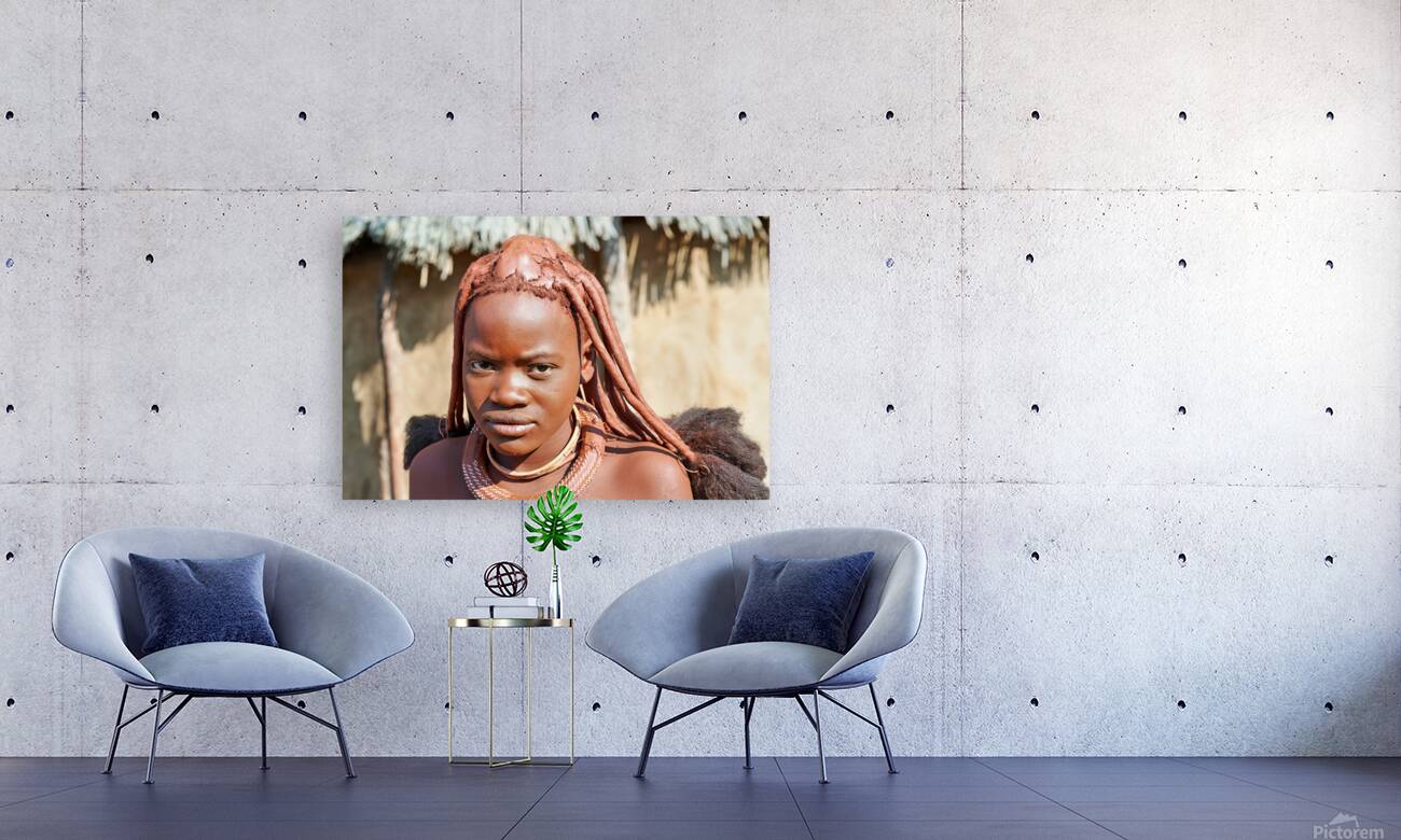 Himba woman in traditional hair headdress in Kunene Region of Na Reproduction