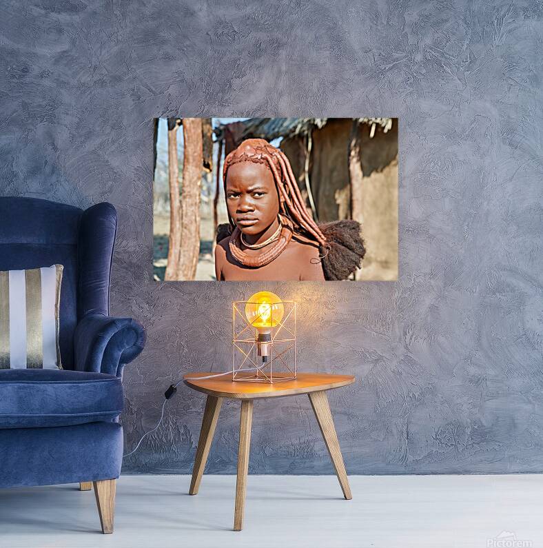 Traditional hair headdress of a woman in Himba village of Namibi Reproduction