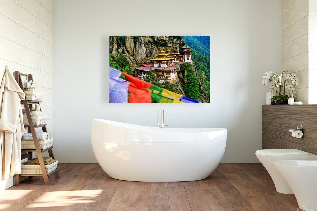 Bhutans Tigers Nest Monastery cliffside architecture prayer  Reproduction