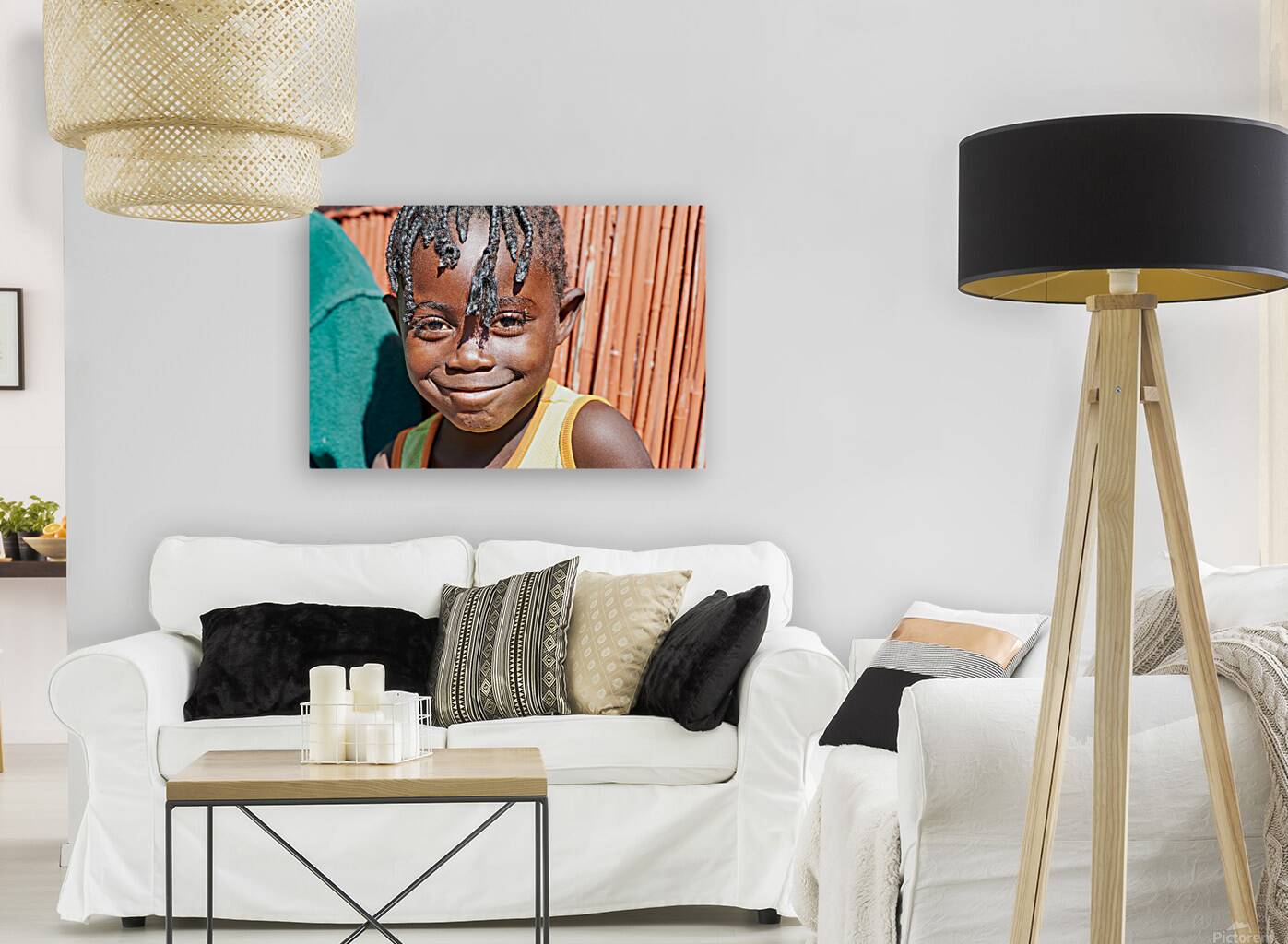 Joyful child smiles in Kavango Region of Namibia Reproduction