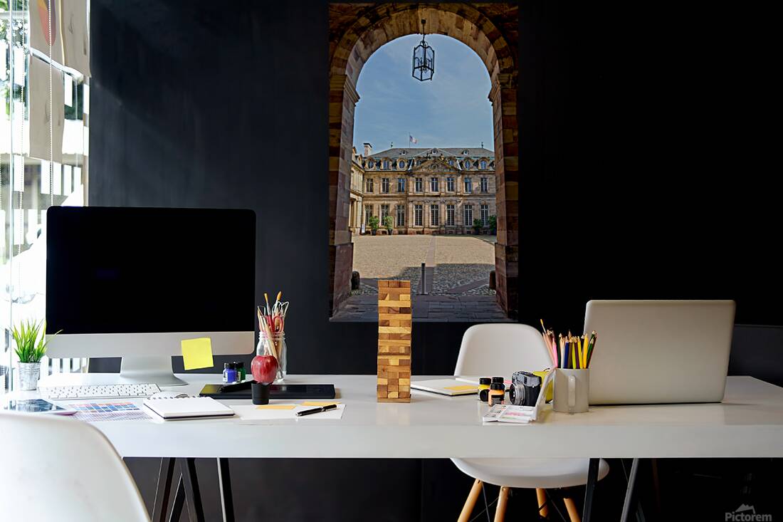 View of Palais Rohan from archway in Strasbourg Alsace France Reproduction