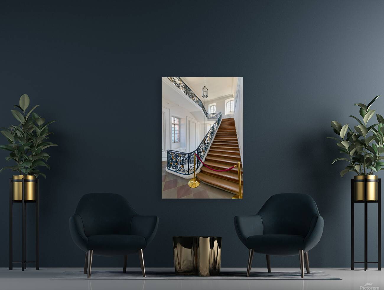 Main staircase leads to Fine Arts Museum in Strasbourg France Reproduction