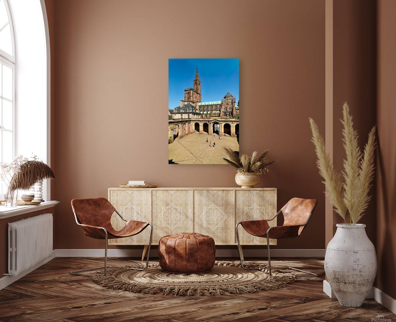 Visitors stroll in Palais Rohan courtyard view Strasbourg Cathe Reproduction