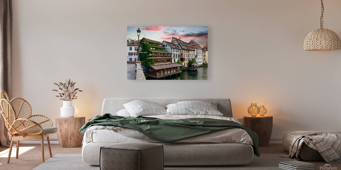 Evening dinner at Petit France district in Strasbourg Alsace Reproduction