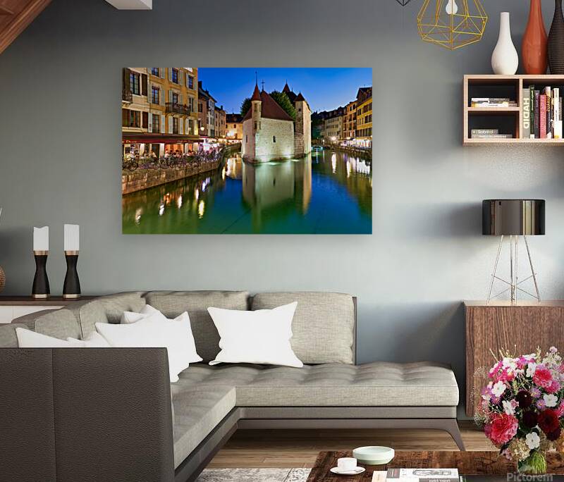 Palais de lIsle and Thiou river during sunset in Annecy Reproduction