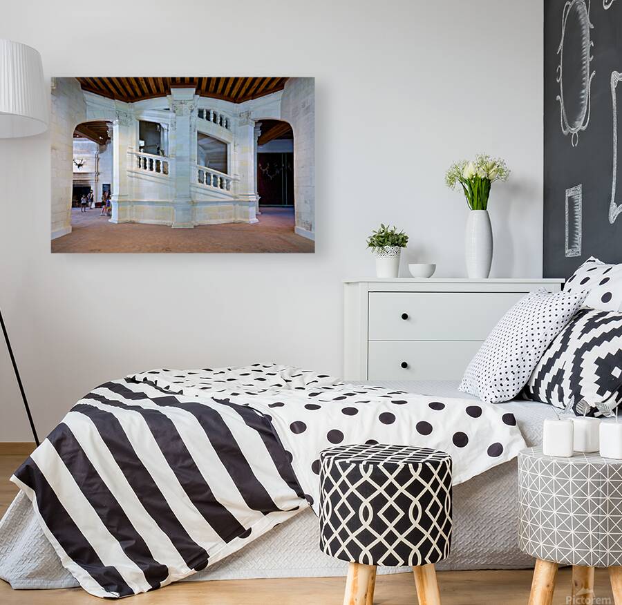 Chateau de Chambord features a double spiral staircase in France Reproduction