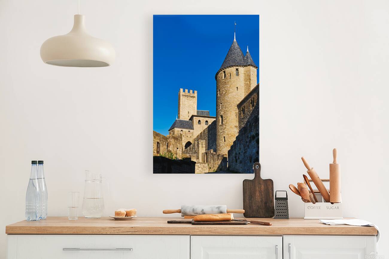 Visit to Carcassonne in France by the medieval fortress walls Reproduction