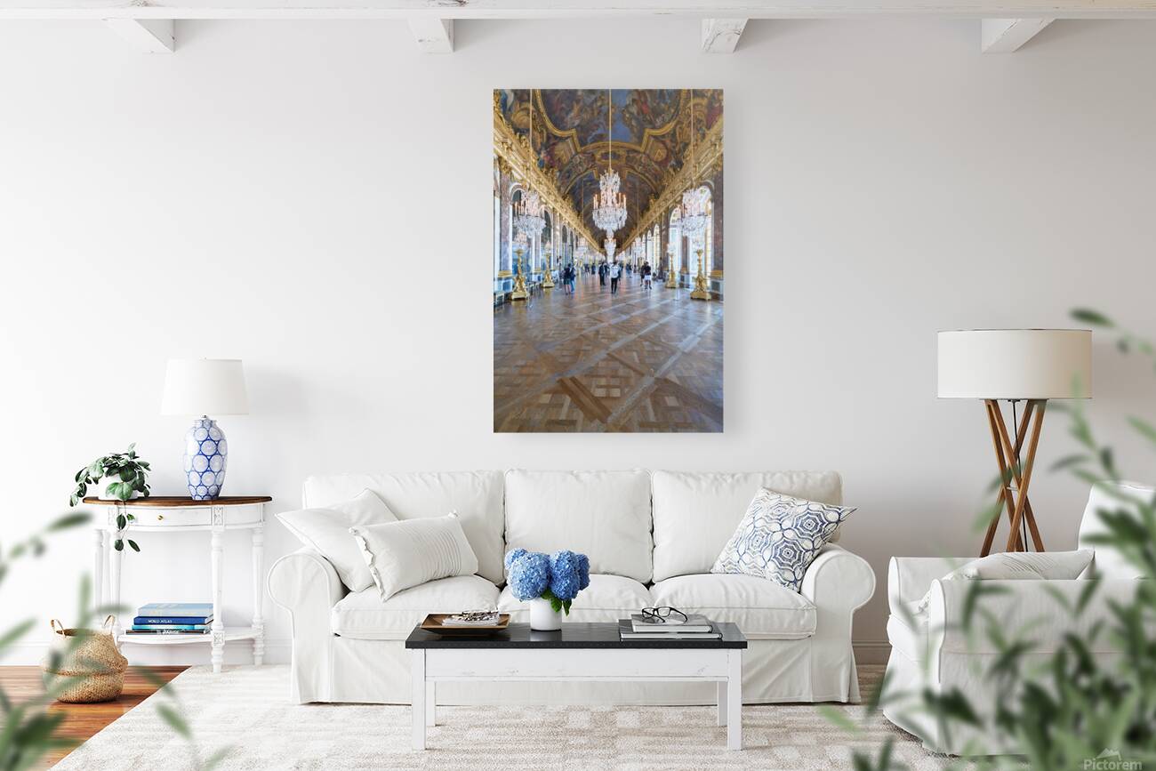 Visitors explore the Palace of Versailles Hall of Mirrors Reproduction